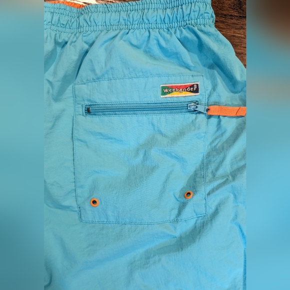 VTG Weekender Swim Trunks Bright Teal Blue Retro - Picture 5 of 10